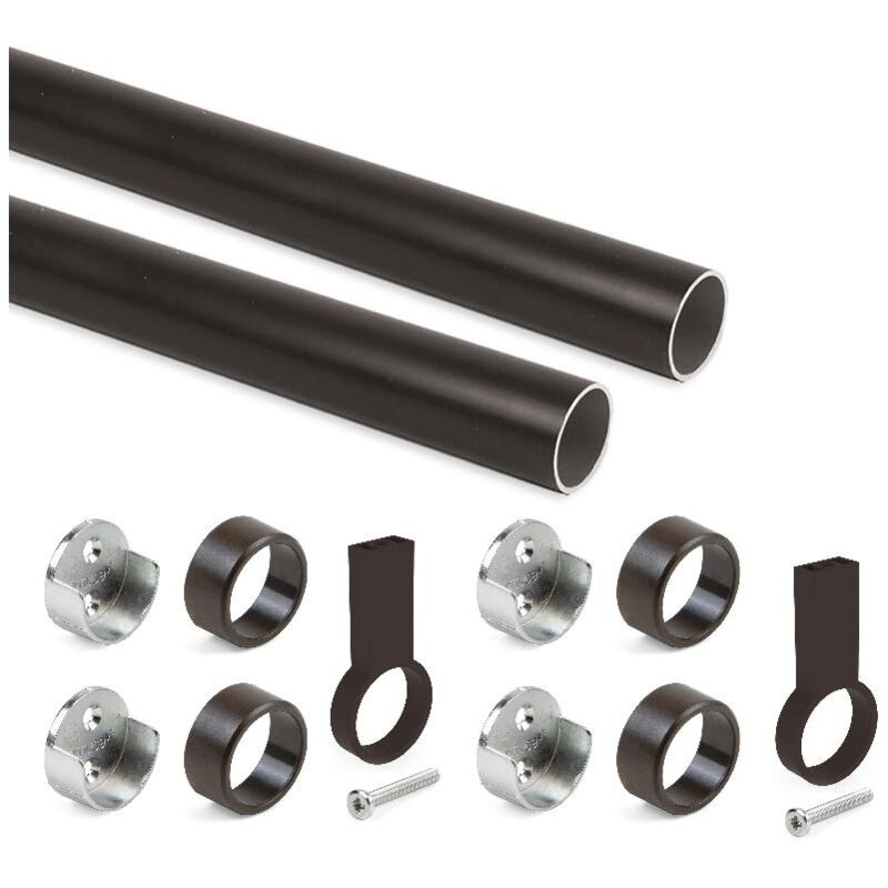 

Kit de barra para armario redonda D. 28, 1150 mm, aluminio, Pintado moka