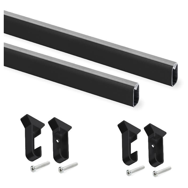 

kit de barra para armario silk, 0,75 m, pintado negro, aluminio y plástico - Emuca