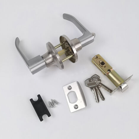 Kit de barre de sécurité en alliage d'aluminium, serrure de poignée de porte avec clés de verrouillage à noyau pour salle de bains et ménage, épaisseur de 25 à 45mm