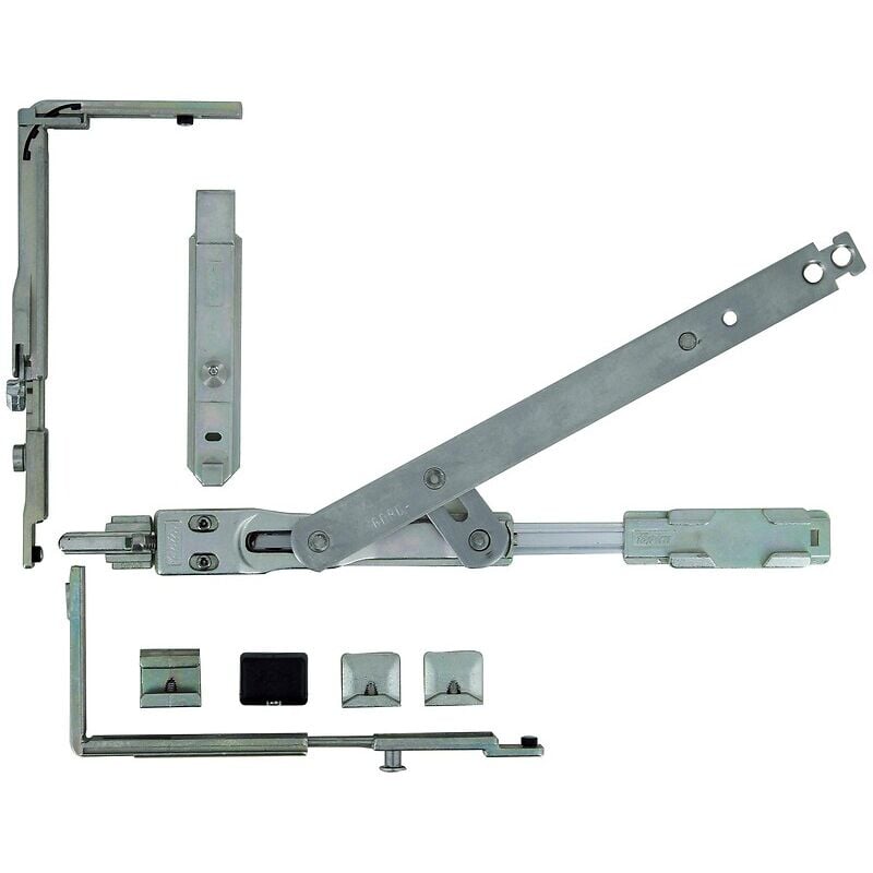 Kit de base 1 vantail avec compas moyen 562/1200 mm pour châssis oscillo-battant aluminium Galiplus inversé - FAPIM