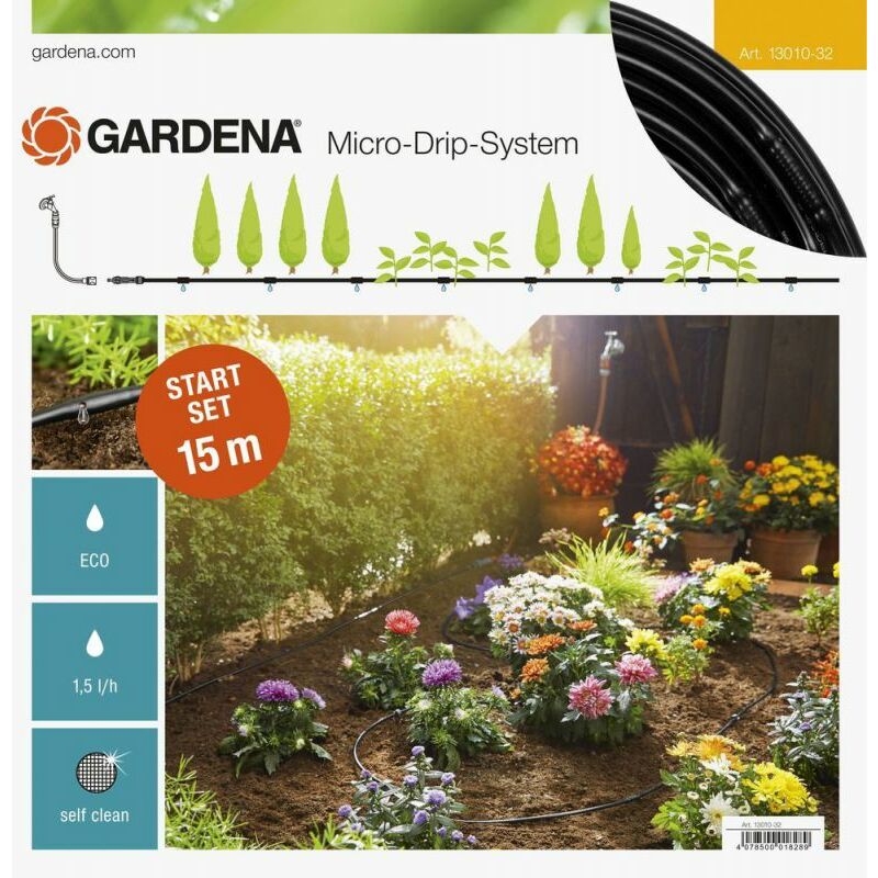 Gardena - 13010-32 Kit de démarrage Micro-Drip-System Rangées de plantes s Conduite goutte-à-goutte au-dessus du sol