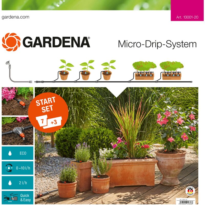 Kit d'arrosage goutte à goutte pour plantes en pots GARDENA Micro Drip Convient pour 7 pots