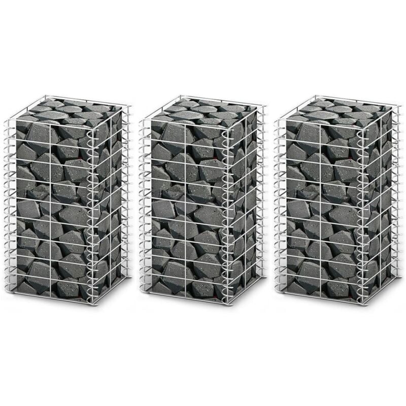 Jeu de panier de gabion 3 pcs Fil galvanisé 25 x 25 x 50 cm Vidaxl
