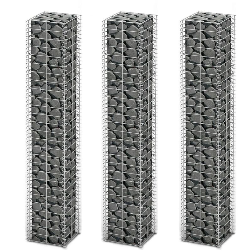 Jeu de panier de gabion 3 pcs Fil galvanisé 25x25x150 cm Vidaxl