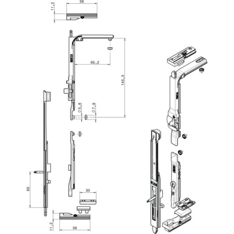 Kit de base 2 vantaux sans entraîneur pour oscillo-battant Galicube /Magicube - FAPIM