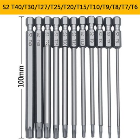 Kit De Bits Torx À Longue Portée - 11 Pièces - Pour Vis de Sécurité - Compatible Tournevis Électrique Manuel Perceuse