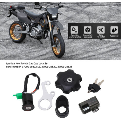 Kit de bloqueo de encendido y tapón de combustible con soporte para casco para DRZ400S/DRZ400SM (2000-2023)