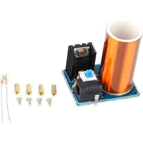Kit de Bobine Tesla Mini avec LED Étincelles - DIY Électronique 12V Télécommandé - Prêt à Utiliser