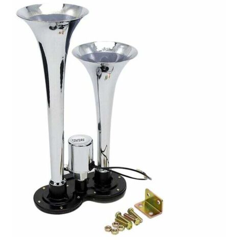 Kit de bocina de aire cromada de doble trompeta, 150 dB, 12 V/24 V, universal, para tren y camión
