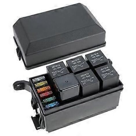 Kit de boîte à fusibles et relais 12 V avec bloc de relais à 6 emplacements et fusible à lames ATC/ATO avec cosses à fourche métalliques universelles