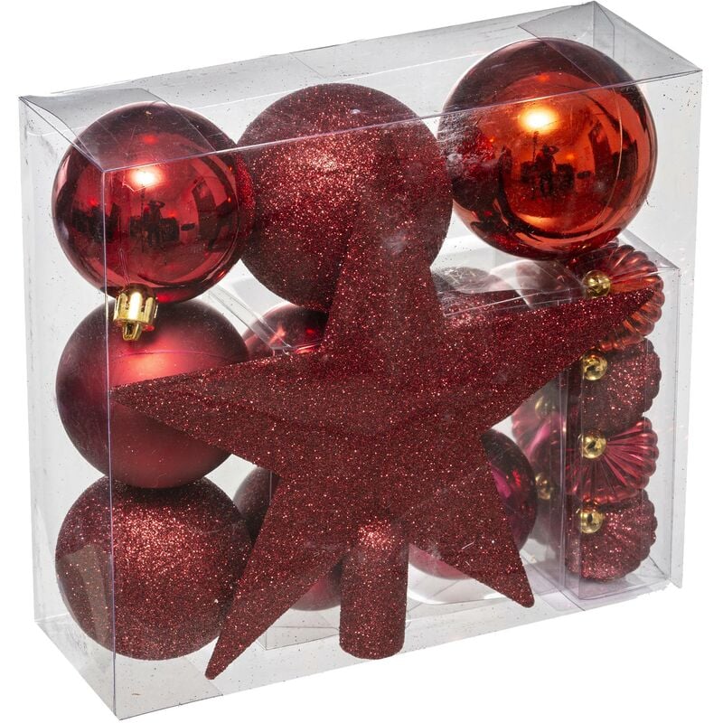 

Kit de Bolas de Navidad 18 Piezas Rojo