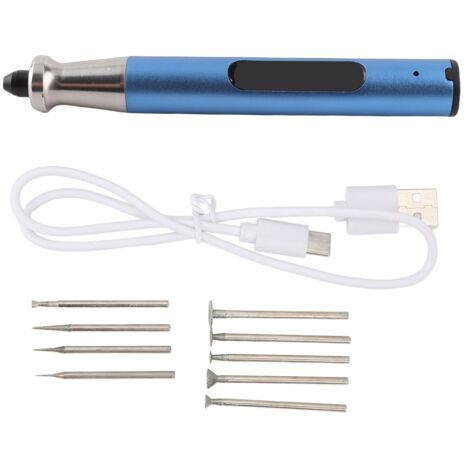 Kit de bolígrafo de grabado eléctrico, recargable por USB, con 9 puntas para pulir y grabar.