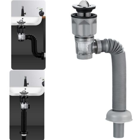 Kit de bonde de lavabo avec bonde extensible et flexible, anti-odeurs pour trous de 1-1/4", 1-1/2" et 2" (style : rabat)