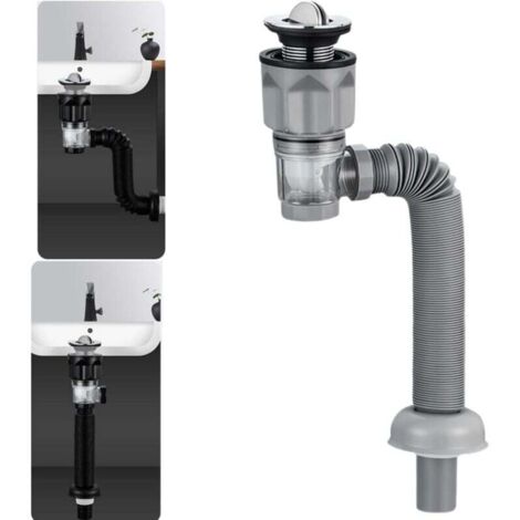 Kit de bonde de lavabo avec bonde extensible et flexible, anti-odeurs pour trous de 1-1/4", 1-1/2" et 2" (style : rabat)
