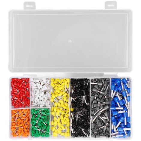 Kit de Bornes D'embouts de, Cosses Cosses drapeaux Fil 1000 Pièces Bornes électriques en Laiton Embouts PP Kits de Sertissage Borne à Broches CZ0100939 pour Composants électroniques