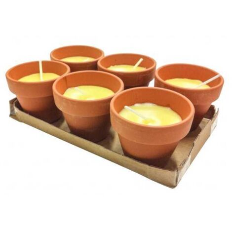 KIT DE BOUGIES À LA CITRONNELLE EN TERRE CUITE Ø 6x6h cm -