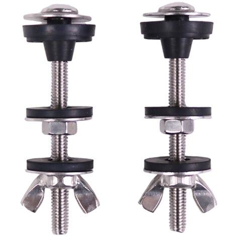 Kit de boulons robustes pour réservoir de toilette universel, en acier inoxydable étanche et rondelle en caoutchouc, avec écrou extra long et vis de fixation, 2 pièces