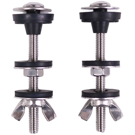 Kit de boulons robustes pour réservoir de toilette universel, en acier inoxydable étanche et rondelle en caoutchouc, avec écrou extra long et vis de fixation, 2 pièces