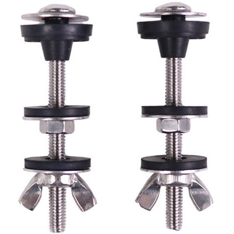 Kit de boulons robustes pour réservoir de toilette universel, en acier inoxydable étanche et rondelle en caoutchouc, avec écrou extra long et vis de fixation, 2 pièces