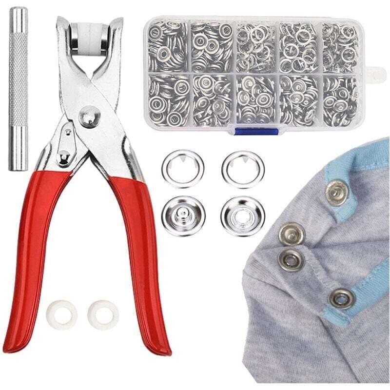 Linghhang - Kit de boutons a pression en metal epaissi avec 150 Boutons 9.5mm Outil de pince pour l'installation de vetements, accessoires de couture