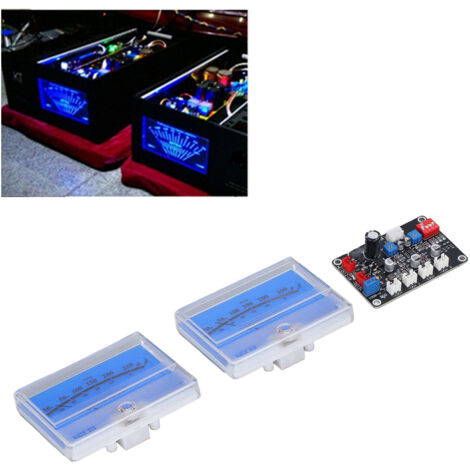 Kit de bricolaje: Placa de medidor VU con panel de control retroiluminado de ABS ajustable para estudio doméstico, audio y automóvil, 2 medidores VU con agujas blancas de 44 mm.