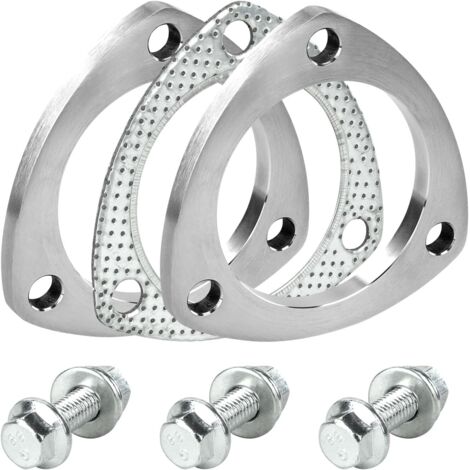 Kit de Bride d'Échappement 3 Pouces (76mm) - 2 Brides 1 Joint 6 Écrous Hexagonaux et 6 Rondelles en Acier Inoxydable - Connexion Universelle pour Silencieux Turbo et Intercooler