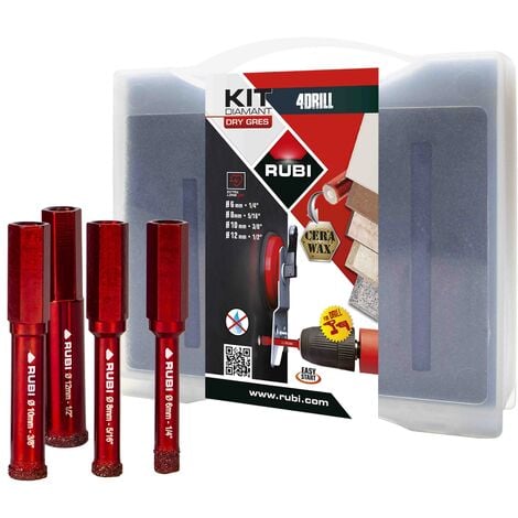 RUBI HERRAMIENTAS PARA CONSTRUCCIÓN Kit de brocas diamante Mini DryGress 4Drill de Rubí