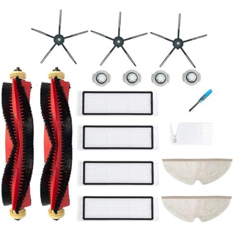 Kit de brosses latérales pour aspirateur Xiaomi Roborock S6 S5 Max S60 S65, 2 brosses roulantes, 3 brosses latérales, 4 filtres, 2 serpillières, 4 filtres à eau, 4 noyau d'eau
