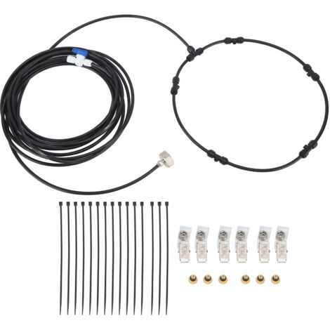 Kit de Brumisateur de Ventilateur Extérieur 26ft avec Tuyau, Buse de Refroidissement et Adaptateur 3/4 pour Système de Rafraîchissement
