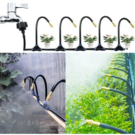 Kit de brumisation réglable (15 m) à monter soi-même, tuyau de pulvérisation universel de 8 mm pour l'arrosage des plantes de jardin et de terrasse par brumisation.