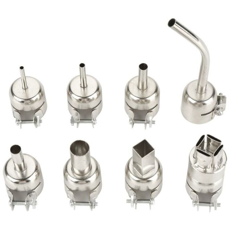 Kit de bus rondes pour pistolet thermique en acier 8 pièces Pistolet à air chaud portable à température réglable 650W (buse 8pcs8858-I)