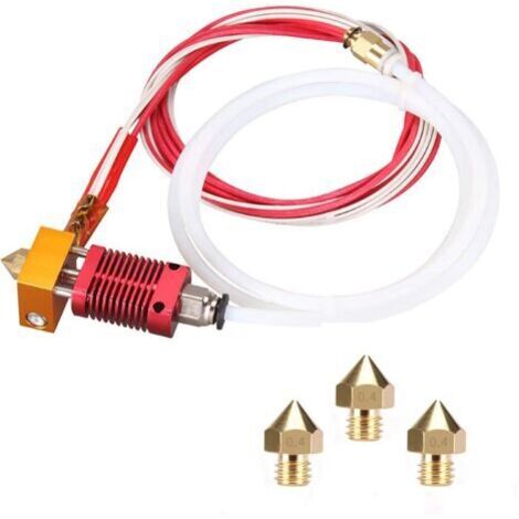 Kit de buse pour imprimante 3D MK8 Hotend Kit Compatible avec Alfawise U20 U30 Creality Ender 3 Kit d'extrémité chaude d'extrudeuse MK8 assemblé avec buse 0,4 mm 24V 40W