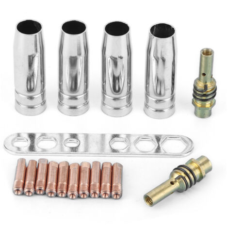 Kit de buses pour chalumeau de soudage - 17 pièces, embouts de contact 0,8mm, porte-buse MIG/MAG, compatible Binzel 15AK