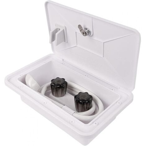 Kit de cabina de ducha exterior para autocaravana, resistente a la intemperie, piezas y accesorios, caja de ducha exterior con cerradura y llave (blanco)