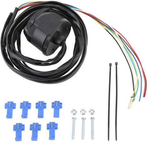 Kit de Câblage de Prise de Remorque à 7 Broches avec Câble de 1,5 M, Faisceau de Câbles de Prise de Remorquage pour Véhicules Commerciaux, Semi-remorque Standard 12 V.