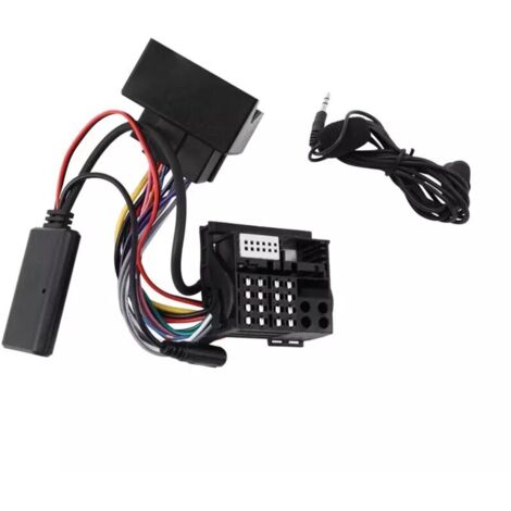 Kit de câblage mains libres Bluetooth avec câble AUX noir et adaptateur pour autoradio BMW E60 E63 E90 E91