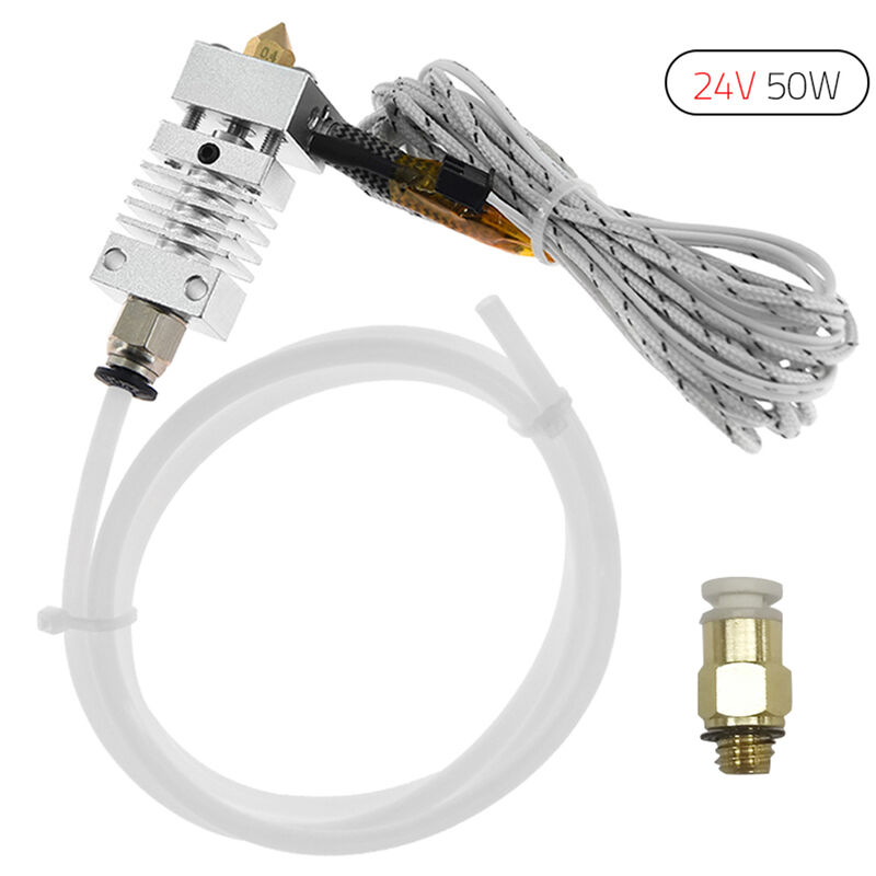 

Kit de cable de extrusora de metal Hotend con boquilla de laton de 0,4 mm Cabezal de impresion Bloque de calentamiento de aluminio Tubo de garganta