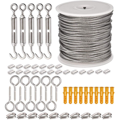 Kit de Câble de Jardin pour Supporter, Enduit de PVC, Kit de Câbles Lourdes en Acier Inoxydable 304, Câble de Jardin Lourd Antirouille, Kit de Câble de Photo & Plantes Grimpantes