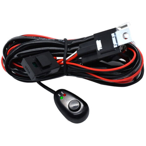 Kit de cableado para barra de luz LED, 300W, 2 cables, cable universal de 16 AWG con relé de 12V 40A e interruptor de encendido/apagado para vehículos todoterreno (compatible con 2 faros).