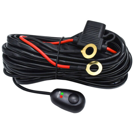 Kit de cableado para barra de luz LED de 300 W, 2 cables, cable universal de 16 AWG con relé de 12 V 40 A e interruptor de encendido/apagado para vehículos todoterreno (compatible con 1 barra de luz).