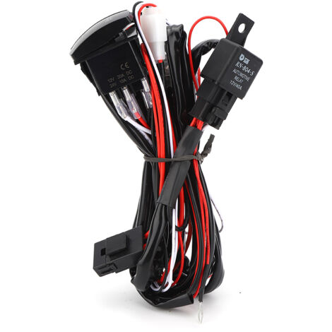 Kit de cableado universal con indicador LED de 12/24 V para faros antiniebla y barras de luces LED - Interruptor y enchufe