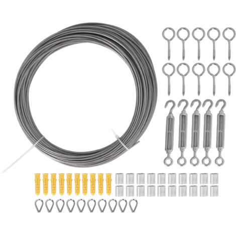 Kit de Câbles à Crochet Extérieur en Acier Inoxydable 304 pour Éclairage de Jardin et Garde-Corps