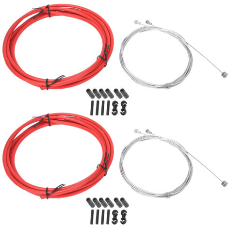 Kit de Câbles de Frein et Dérailleur pour Vélo avec Gainés - Accessoires Cyclisme Rouge