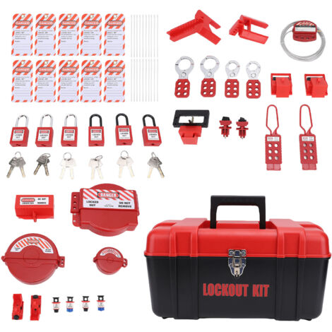 Kit de cadenas comprenant un dispositif de verrouillage à pince pour disjoncteur, un cadenas de verrouillage, une étiquette de verrouillage et un ensemble de cadenas de sécurité, avec boîte à outils