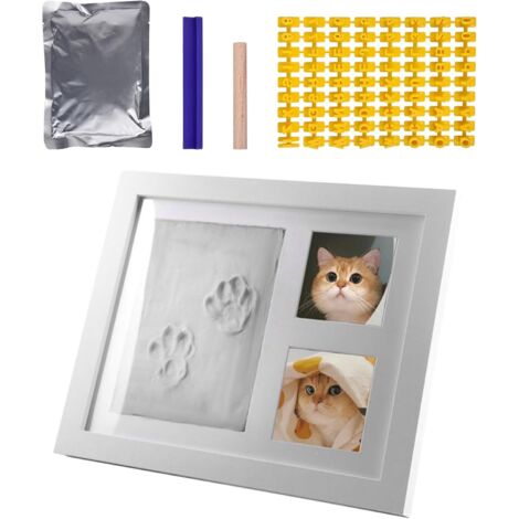 Kit de cadre photo empreinte de patte pour chien ou chat, souvenir en argile, cadre photo souvenir empreinte de patte, cadeau