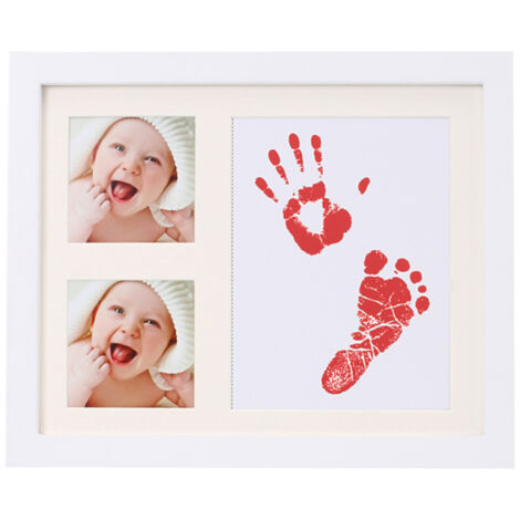 Kit de cadre photo pour empreintes de mains et de pieds de nouveau-né - Cadres souvenirs pour bébé - Kit de cadre photo avec tampon encreur - Cadeau de naissance pour les nouveaux parents