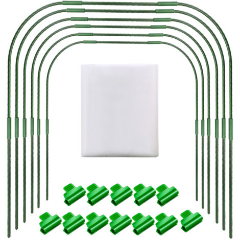 Kit de Cadres pour Serre Jardinière en PVC et Tube Métallique Vert - 6 Arceaux avec 12 Clips et Toile Anti-insectes 3x6m pour Protection Plantes Raised Beds