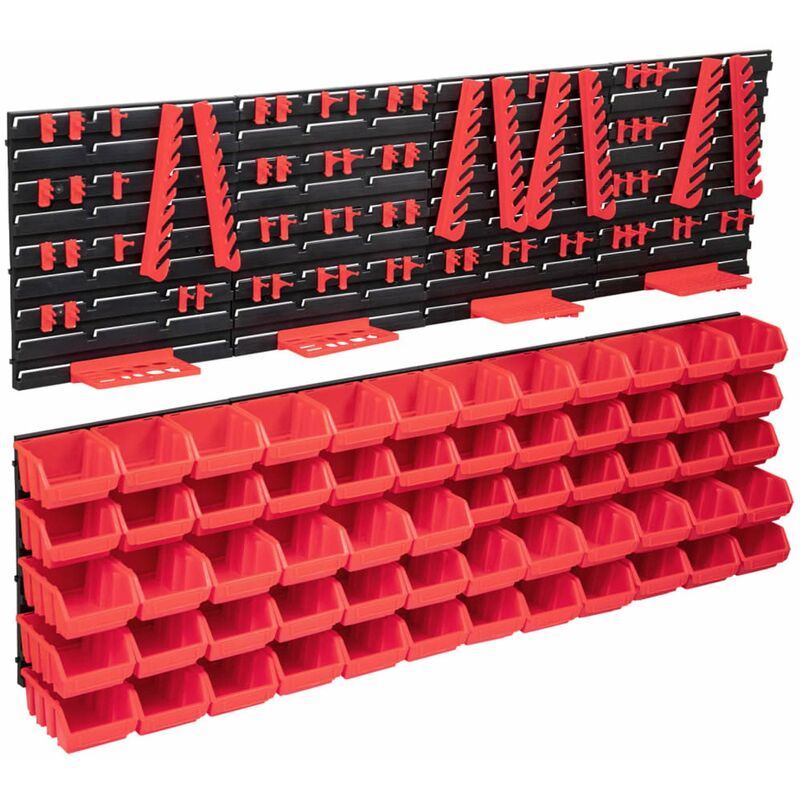 

Kit de cajas de almacenaje 136 pzas paneles de pared rojo negro