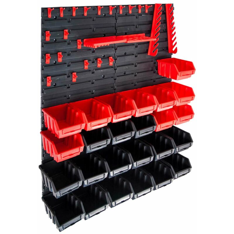 

Kit de cajas de almacenaje 29 pzas paneles de pared rojo negro