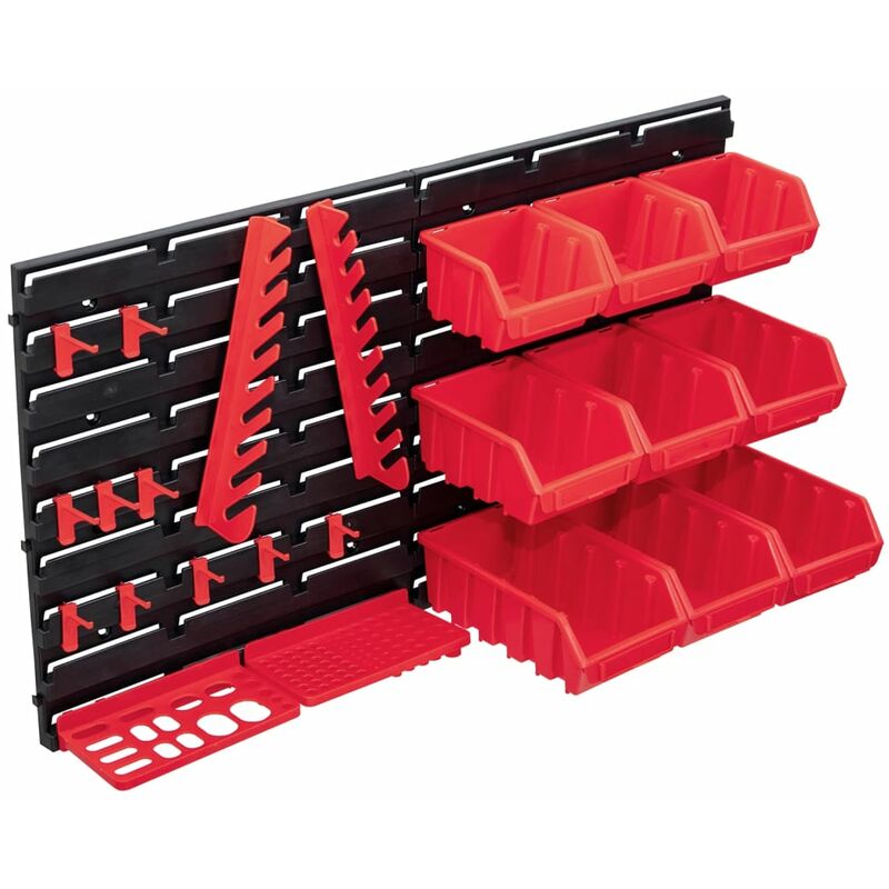 

Bh Design - Kit de cajas de almacenaje 34 pzas paneles de pared rojo negro